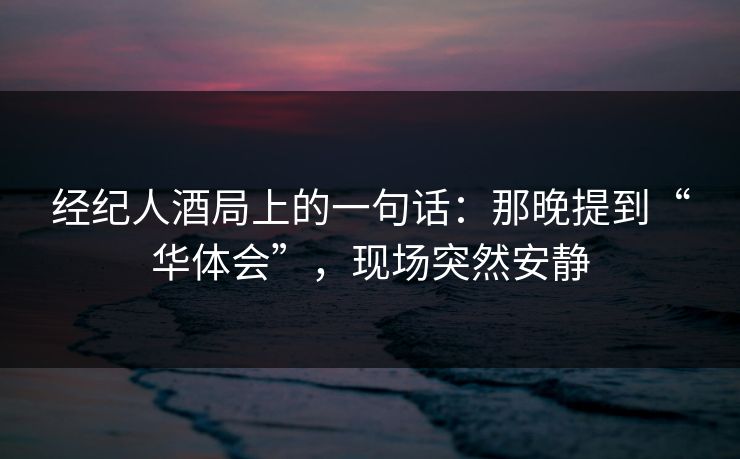 经纪人酒局上的一句话：那晚提到“华体会”，现场突然安静